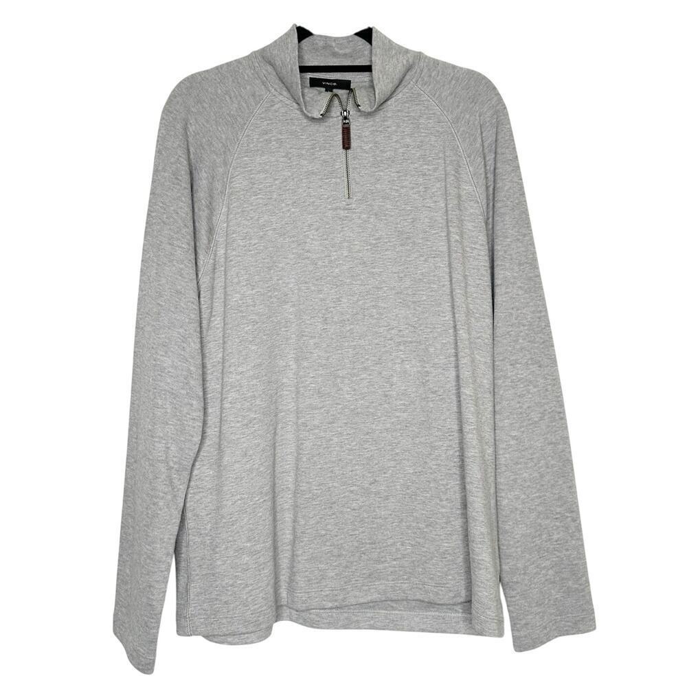 Vince Cashmere Blend 1/4 Zip Sweater Men's Gray Size Large